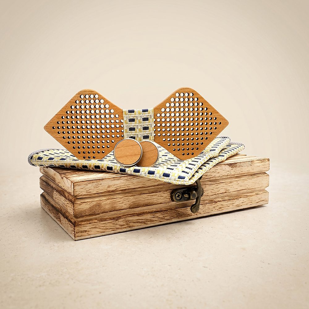 M422 M422  Dot Pattern Cutout Bow Tie Set, Maple — colour C5