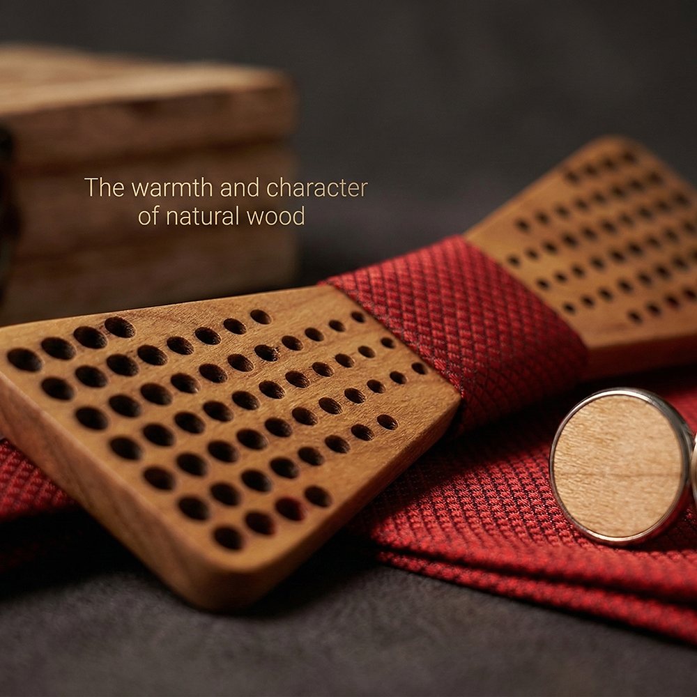 M425 M425  Dot Grid Cutout Bow Tie Set, Maple — view 4