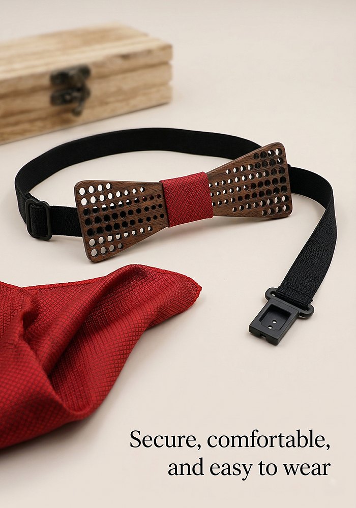 M426 M426  Square Grid Cutout Bow Tie Set, Walnut — view 12