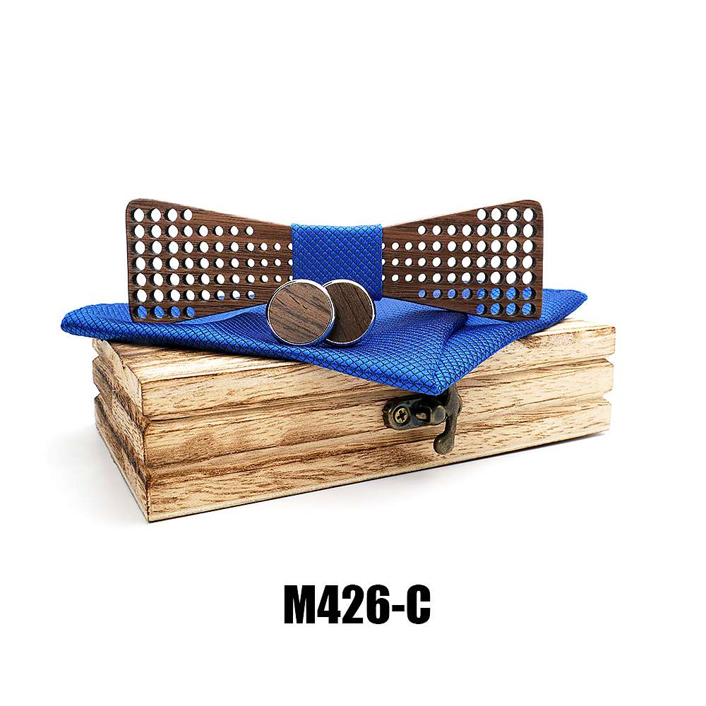 M426 M426  Square Grid Cutout Bow Tie Set, Walnut — colour C