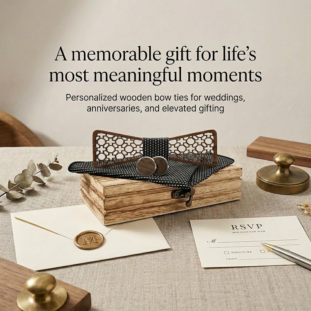 M427 M427  Moorish Cross Cutout Bow Tie Set, Walnut — view 5
