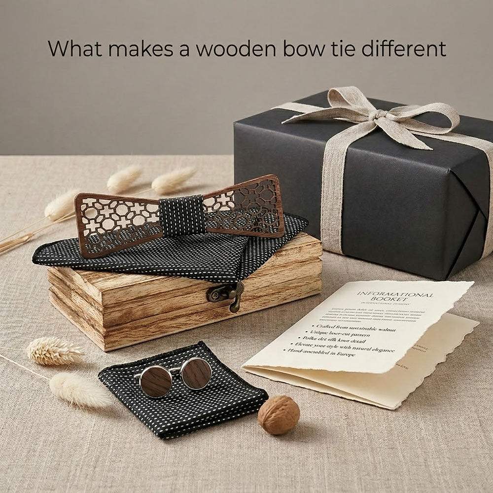 M427 M427  Moorish Cross Cutout Bow Tie Set, Walnut — view 8