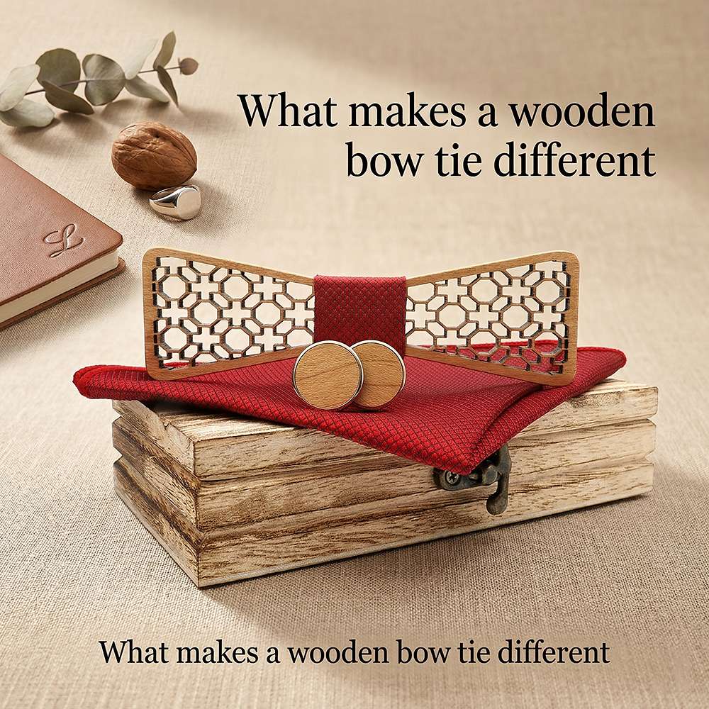 M428 M428  Octagon Cross Cutout Bow Tie Set, Walnut — view 7