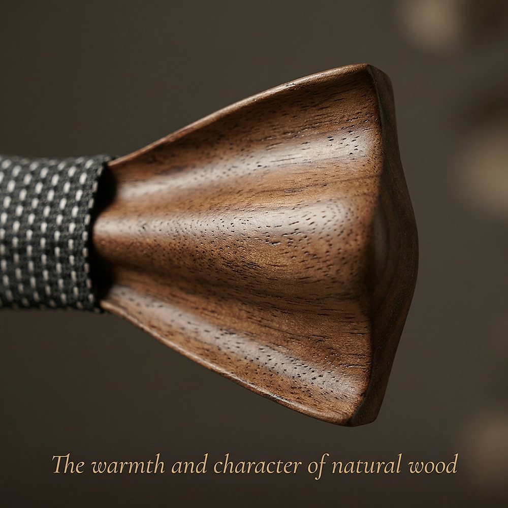 M431 M431  Sculpted Solid Bow Tie Set, Walnut — view 4