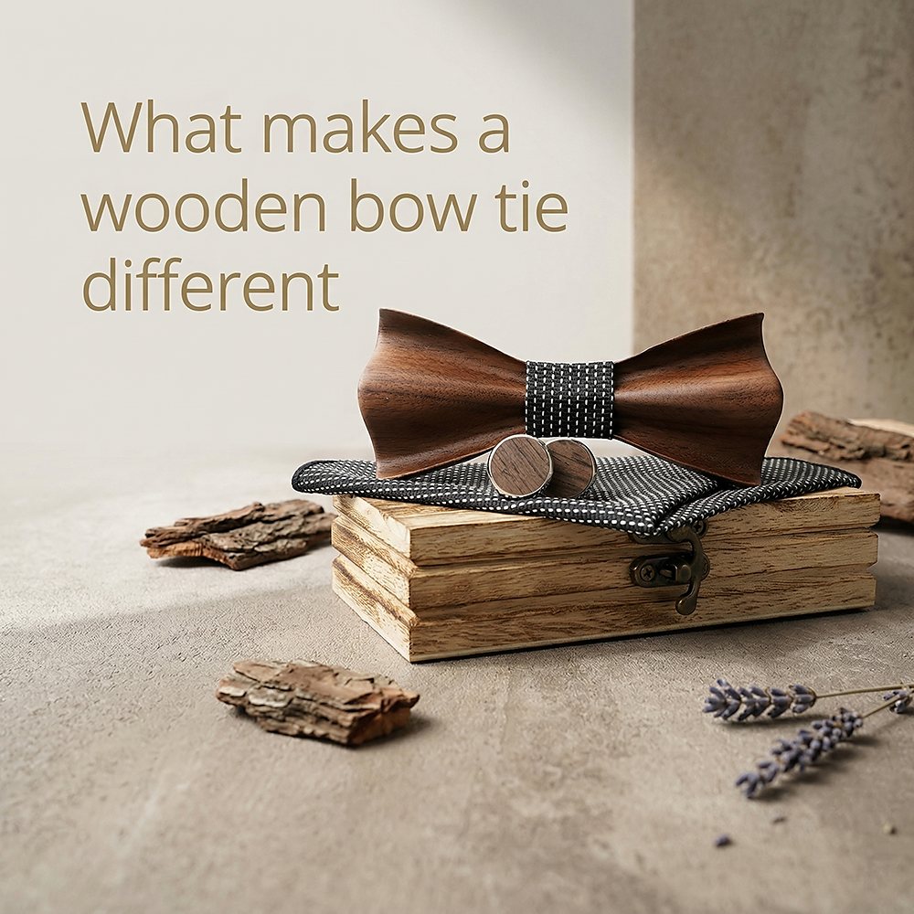 M431 M431  Sculpted Solid Bow Tie Set, Walnut — view 7