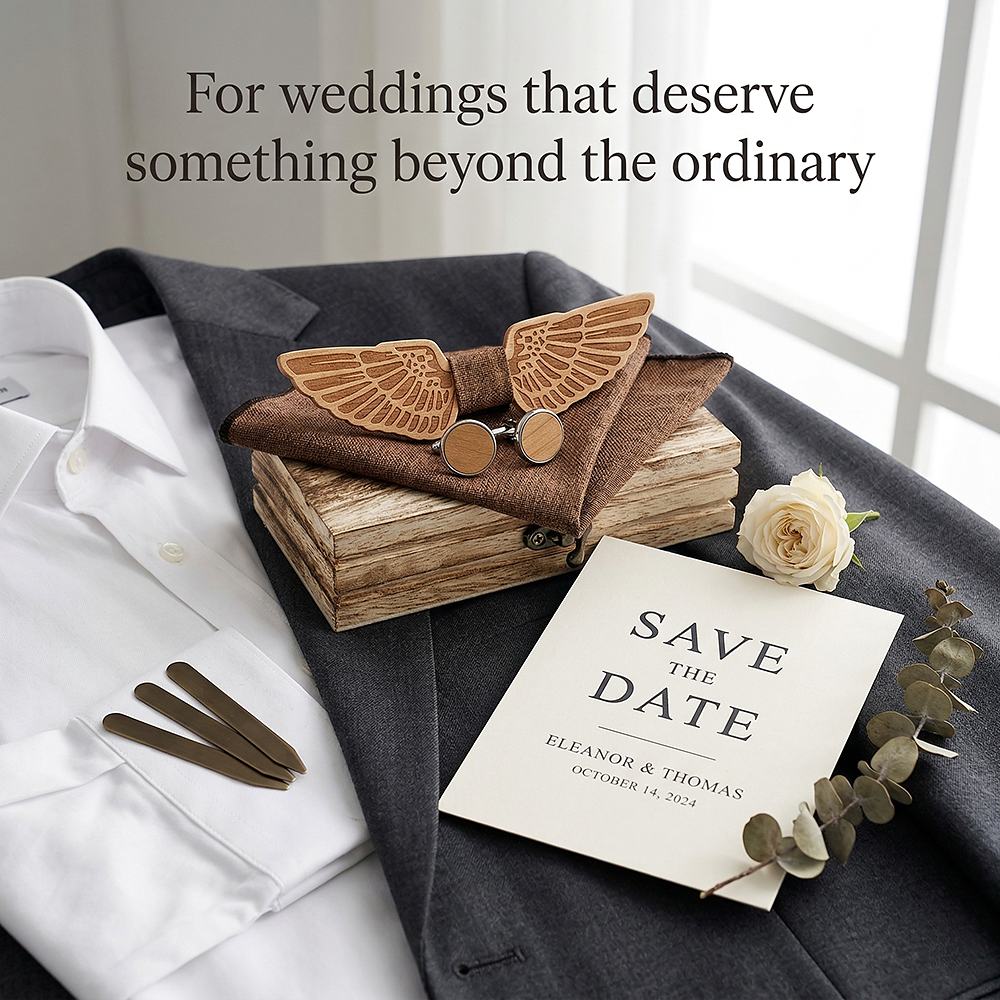 M432 M432  Eagle Wing Design Bow Tie Set, Walnut — view 10