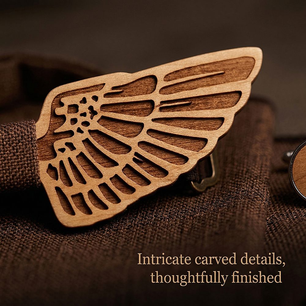 M432 M432  Eagle Wing Design Bow Tie Set, Walnut — view 2