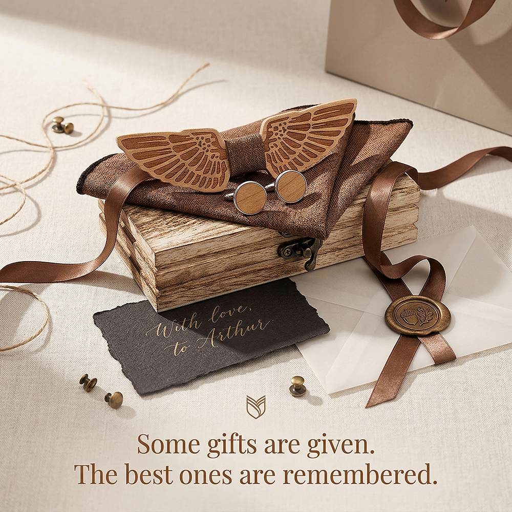 M432 M432  Eagle Wing Design Bow Tie Set, Walnut — view 6