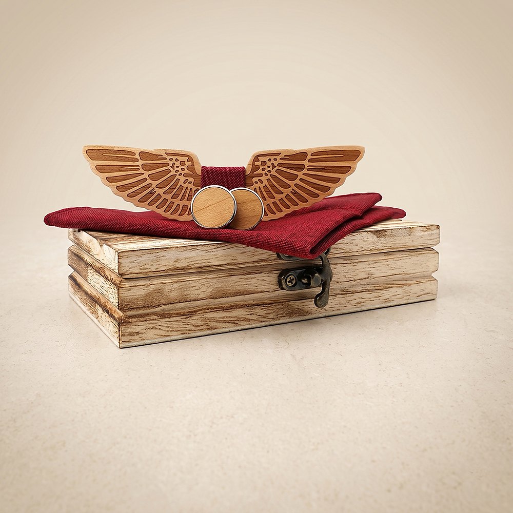 M432 M432  Eagle Wing Design Bow Tie Set, Walnut — colour C1