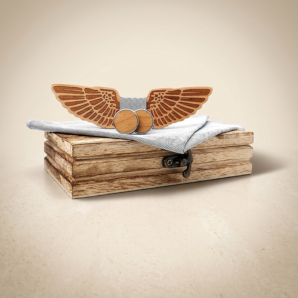 M432 M432  Eagle Wing Design Bow Tie Set, Walnut — colour C2