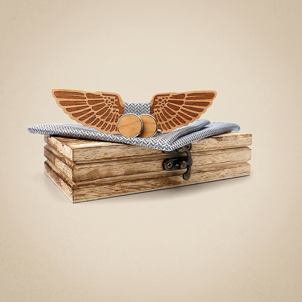 M432 M432  Eagle Wing Design Bow Tie Set, Walnut — colour C5