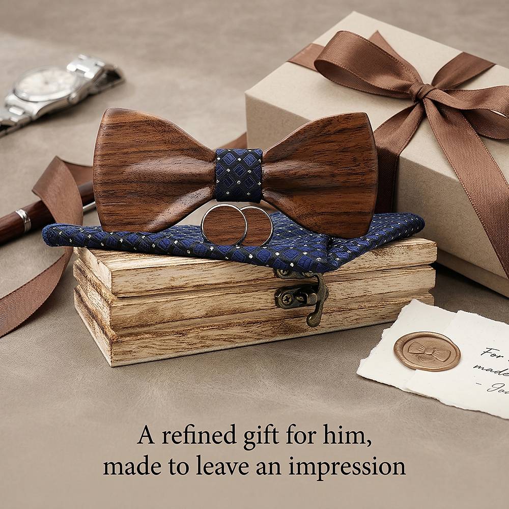 M433 M433  Classic Solid Bow Tie Set, Walnut — view 11