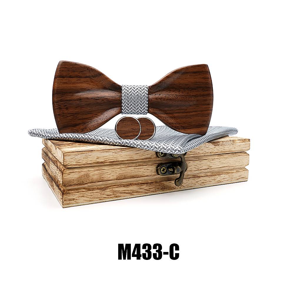 M433 M433  Classic Solid Bow Tie Set, Walnut — colour C