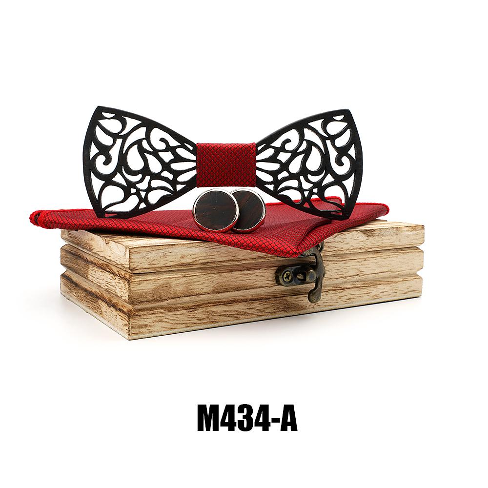 M434 M434  Filigree Cutout Bow Tie Set, Walnut — colour A