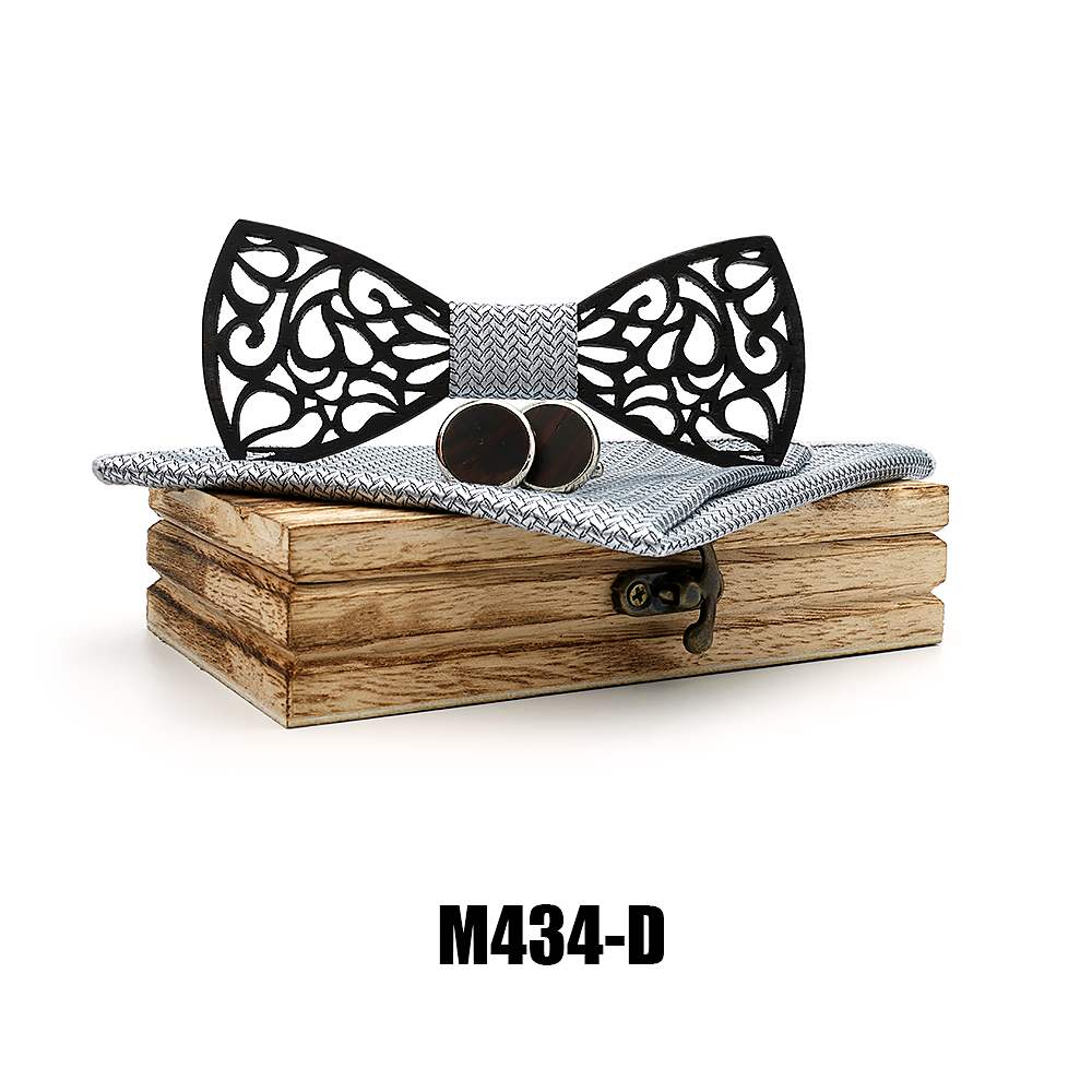 M434 M434  Filigree Cutout Bow Tie Set, Walnut — colour D