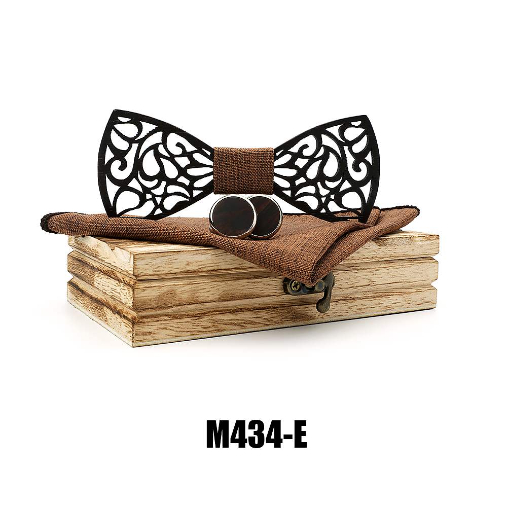 M434 M434  Filigree Cutout Bow Tie Set, Walnut — colour E