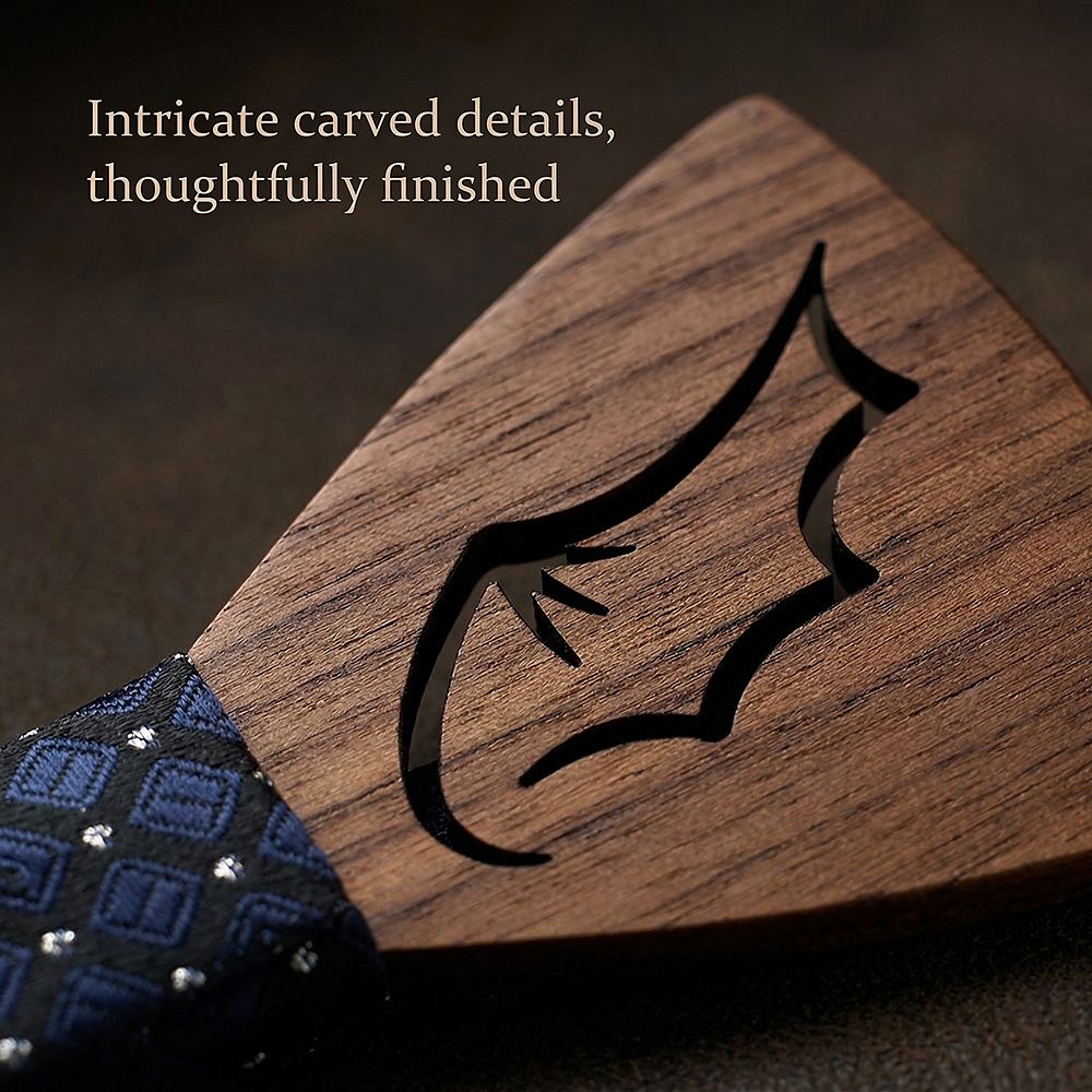 M435 M435  Bat Wing Cutout Bow Tie Set, Walnut — view 2