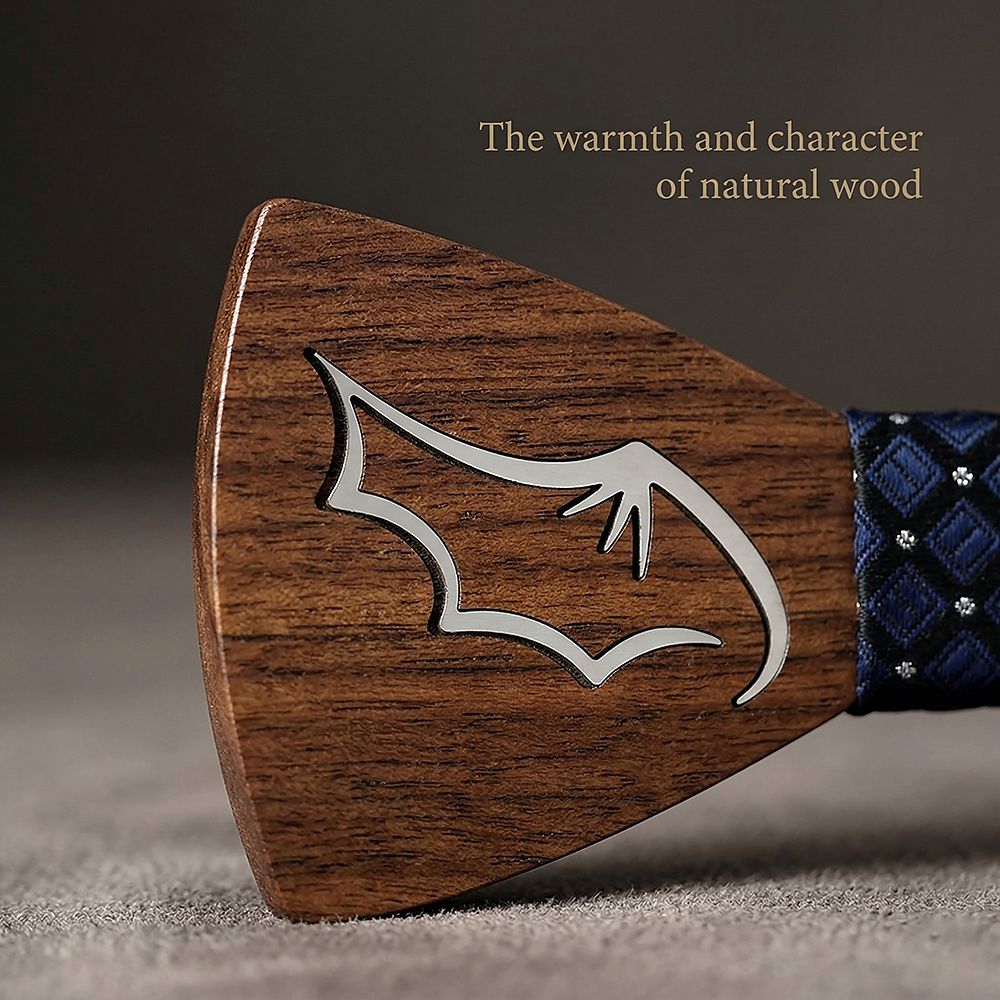 M435 M435  Bat Wing Cutout Bow Tie Set, Walnut — view 4