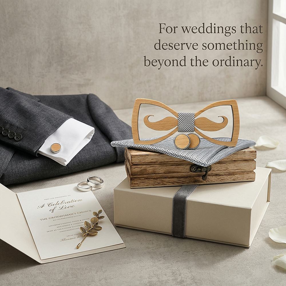 M436 M436  Mustache Cutout Bow Tie Set, Maple — view 10