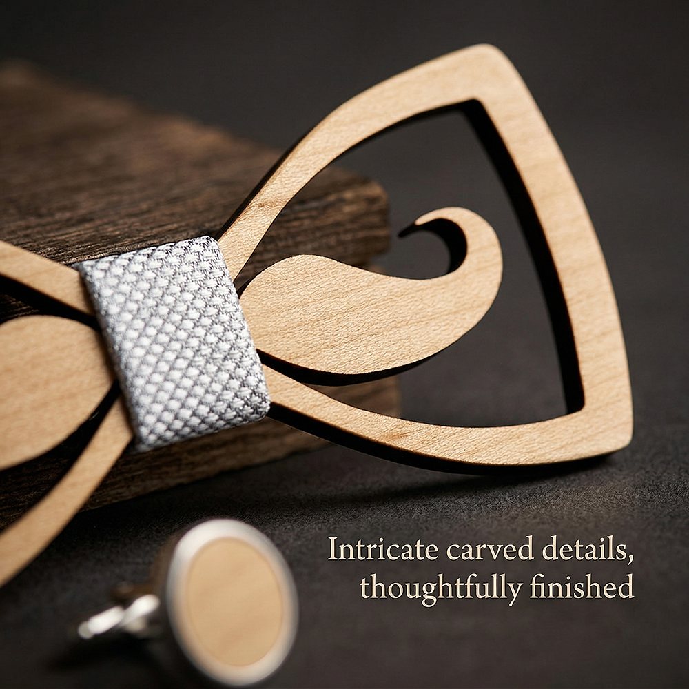 M436 M436  Mustache Cutout Bow Tie Set, Maple — view 2