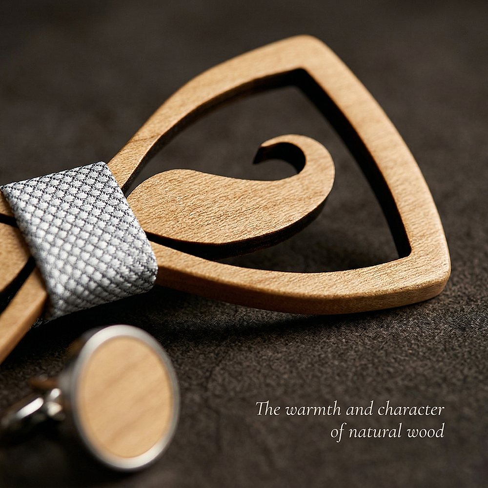 M436 M436  Mustache Cutout Bow Tie Set, Maple — view 4