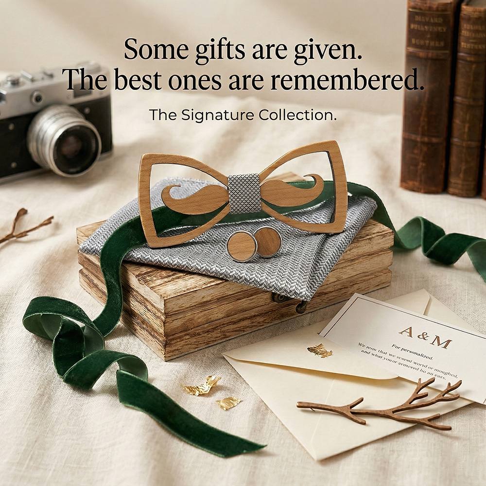 M436 M436  Mustache Cutout Bow Tie Set, Maple — view 6