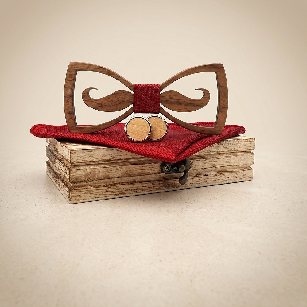 M436 M436  Mustache Cutout Bow Tie Set, Maple — colour C3