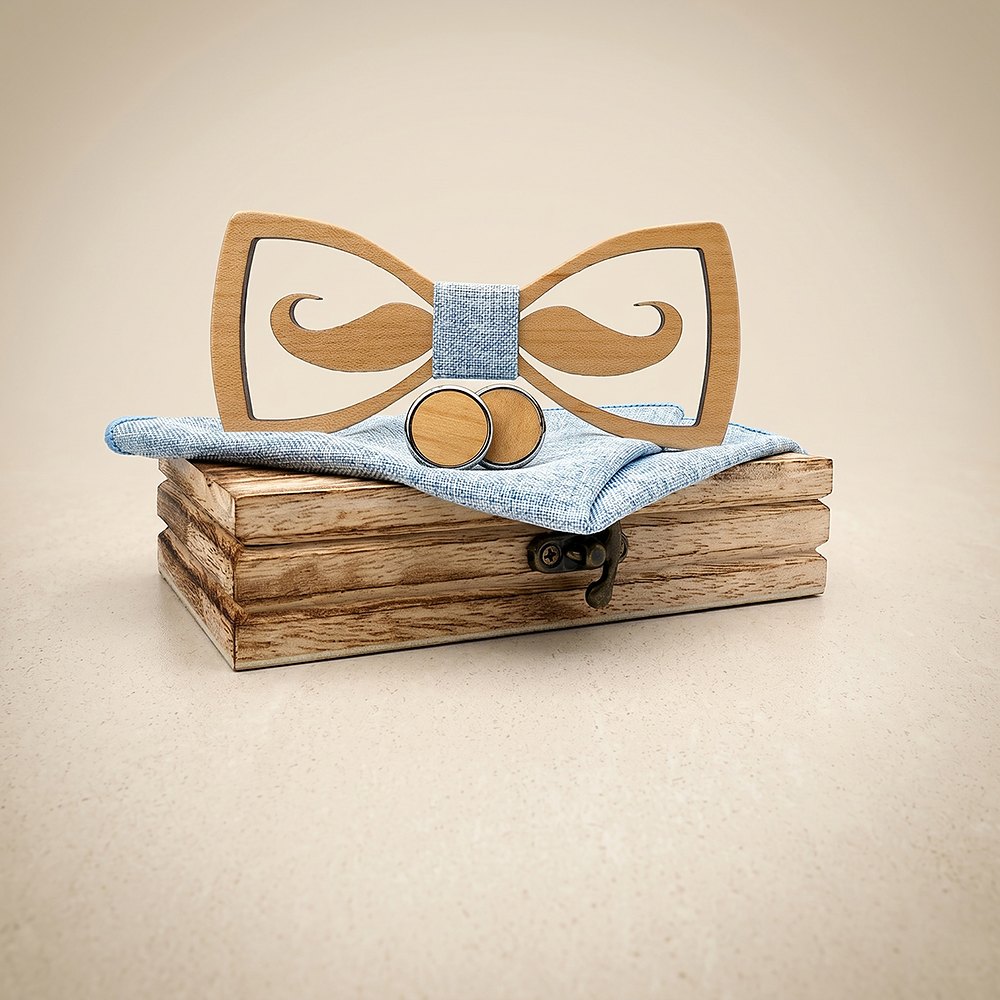 M436 M436  Mustache Cutout Bow Tie Set, Maple — colour C4