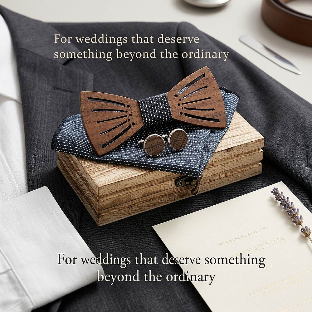 M438 M438  Sunray Radial Cutout Bow Tie Set, Walnut — view 10
