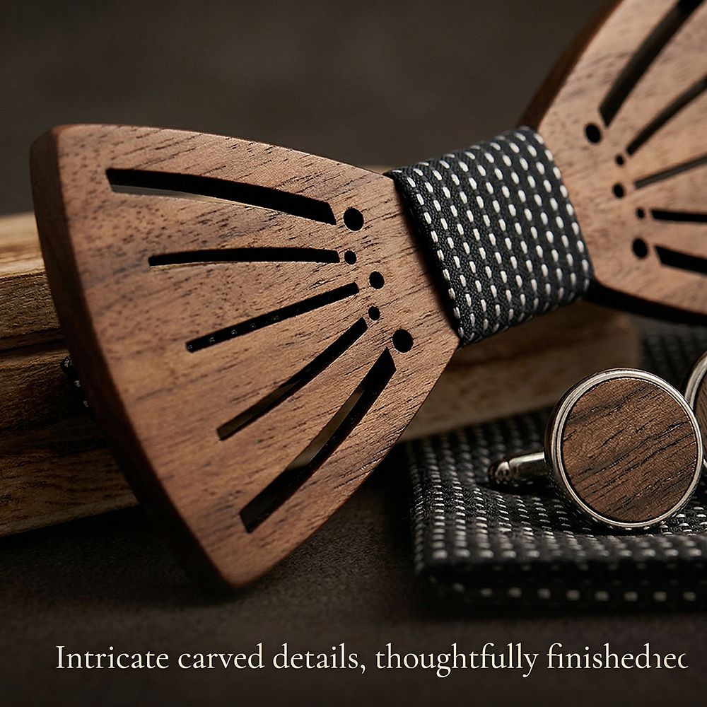 M438 M438  Sunray Radial Cutout Bow Tie Set, Walnut — view 2