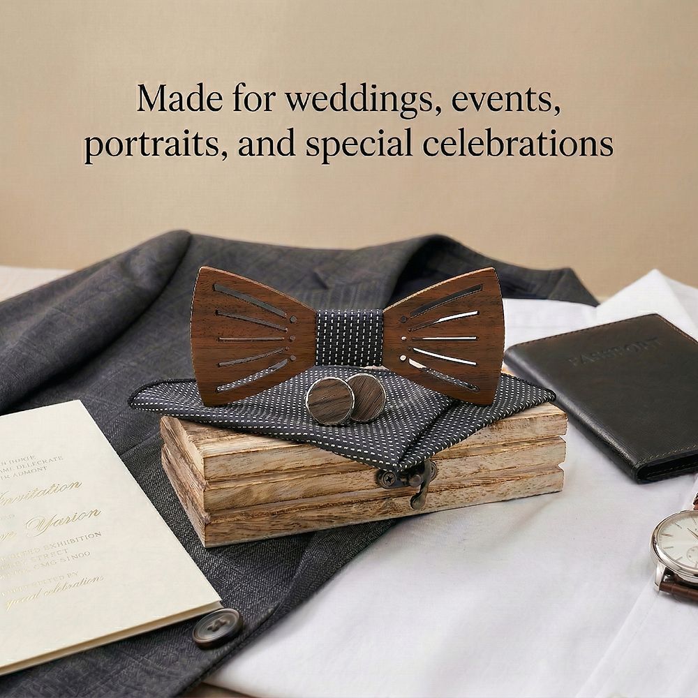 M438 M438  Sunray Radial Cutout Bow Tie Set, Walnut — view 3