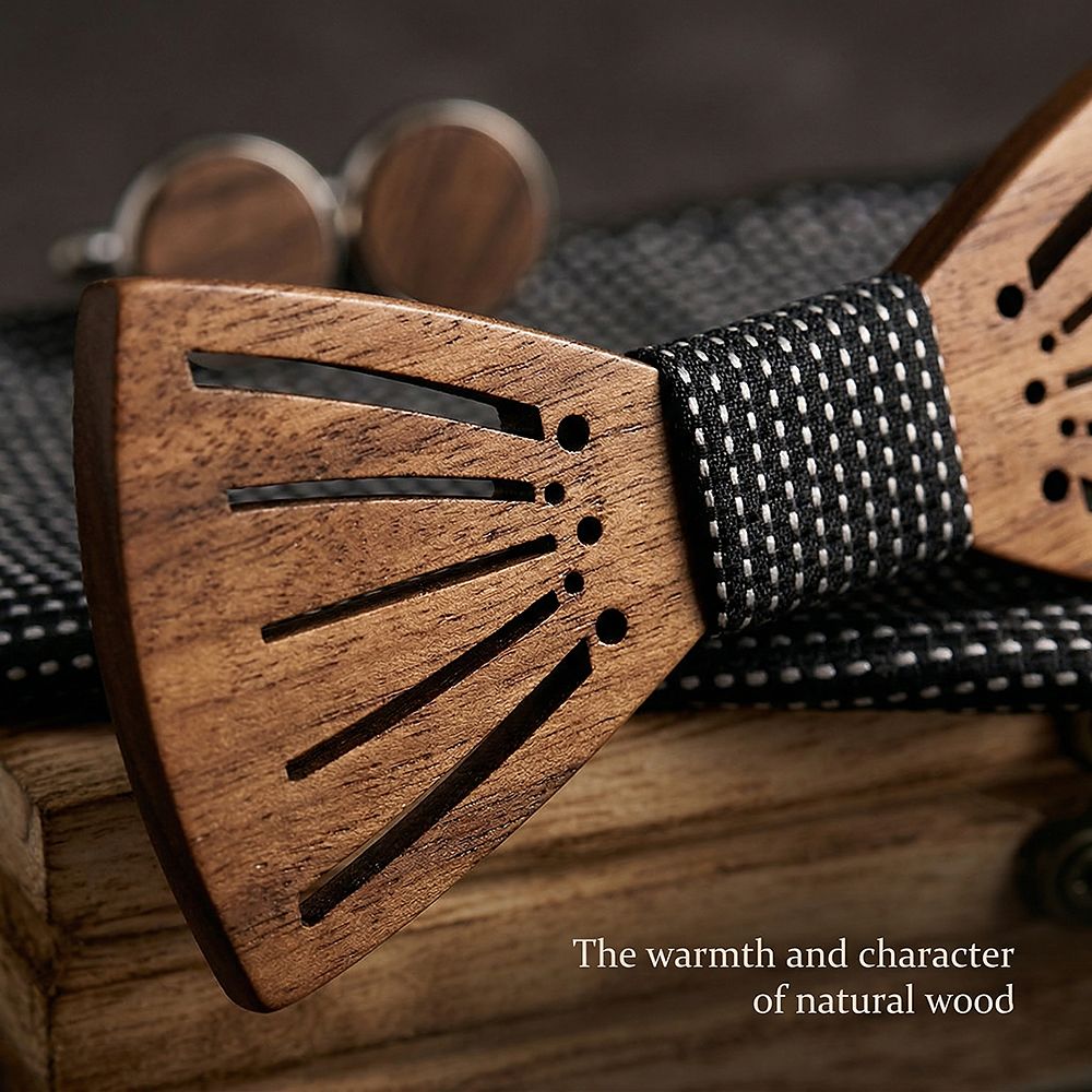M438 M438  Sunray Radial Cutout Bow Tie Set, Walnut — view 4