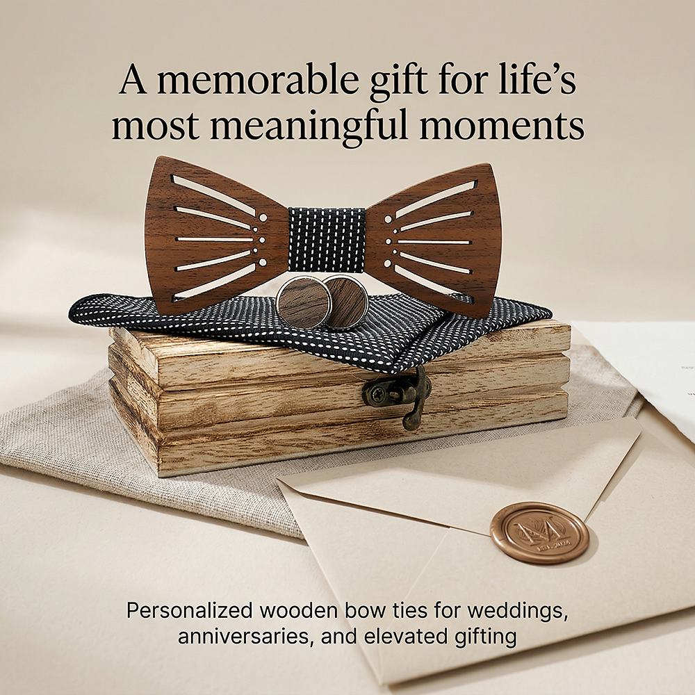 M438 M438  Sunray Radial Cutout Bow Tie Set, Walnut — view 5
