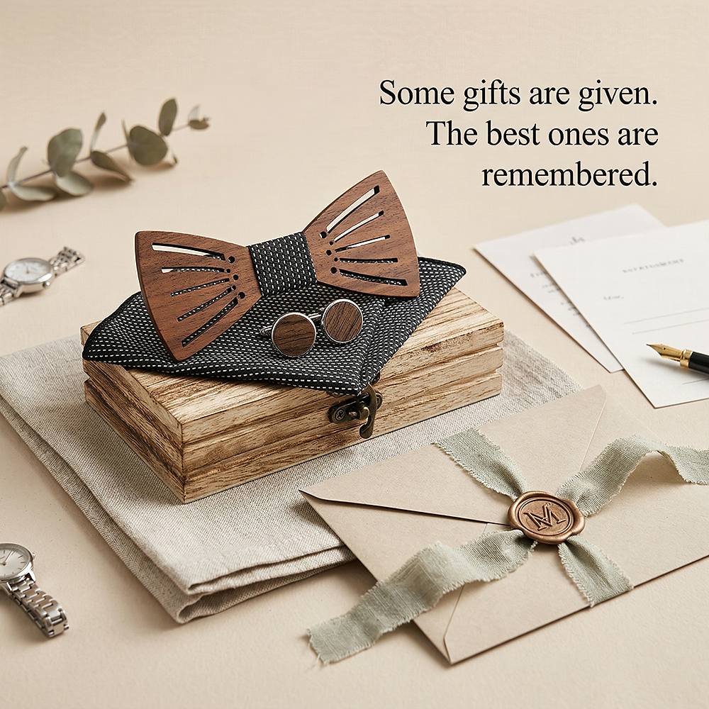 M438 M438  Sunray Radial Cutout Bow Tie Set, Walnut — view 6