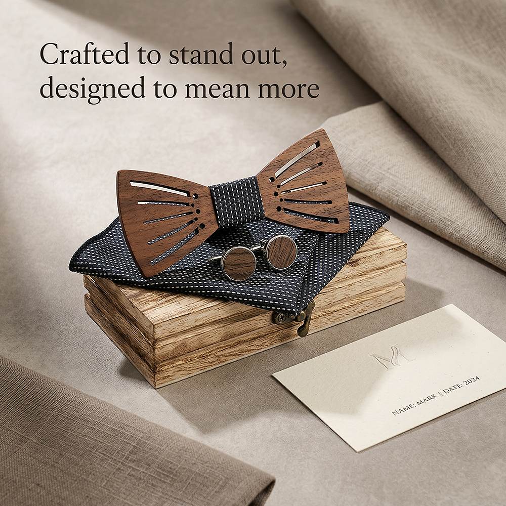 M438 M438  Sunray Radial Cutout Bow Tie Set, Walnut — view 7
