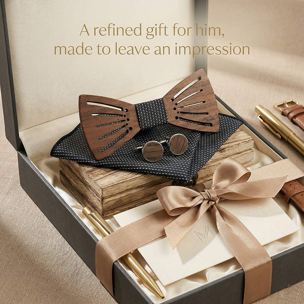 M438 M438  Sunray Radial Cutout Bow Tie Set, Walnut — view 9