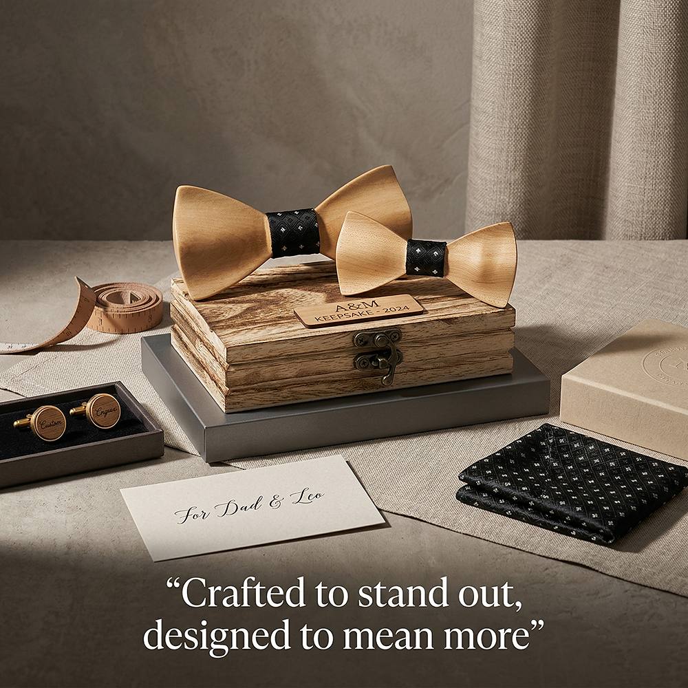 M439  Father & Son Bow Tie Set, Maple