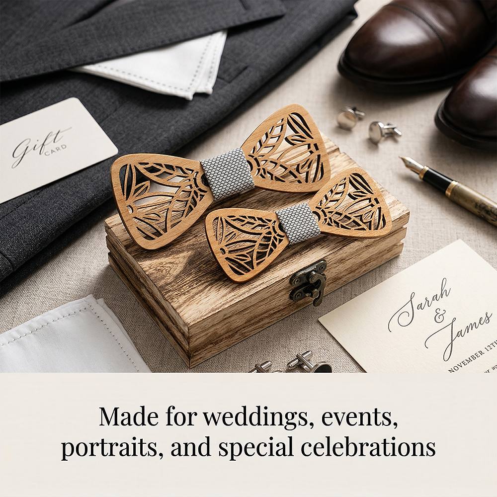 M440 M440  Botanical Leaf Cutout Bow Tie Set, Maple — view 3
