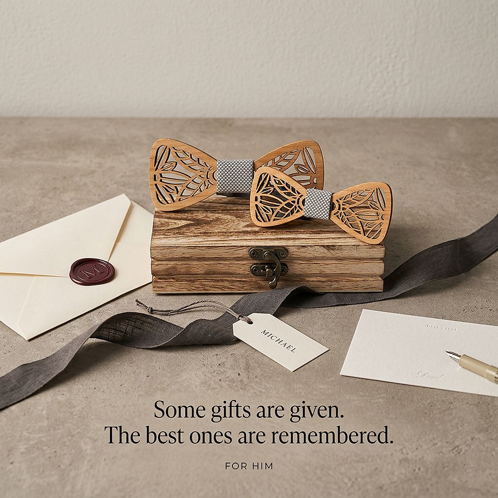 M440 M440  Botanical Leaf Cutout Bow Tie Set, Maple — view 6