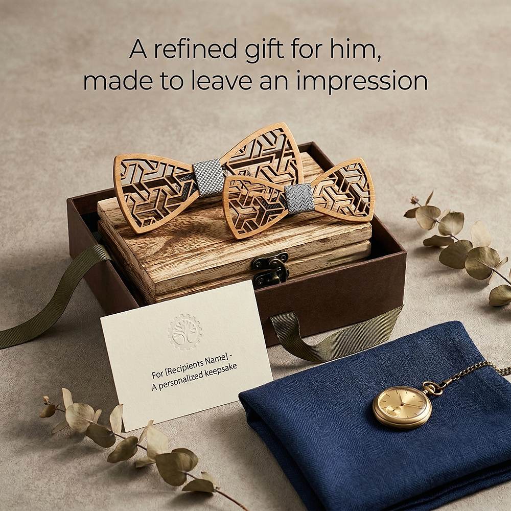 M442 M442  Father & Son Bow Tie Set, Walnut — view 8