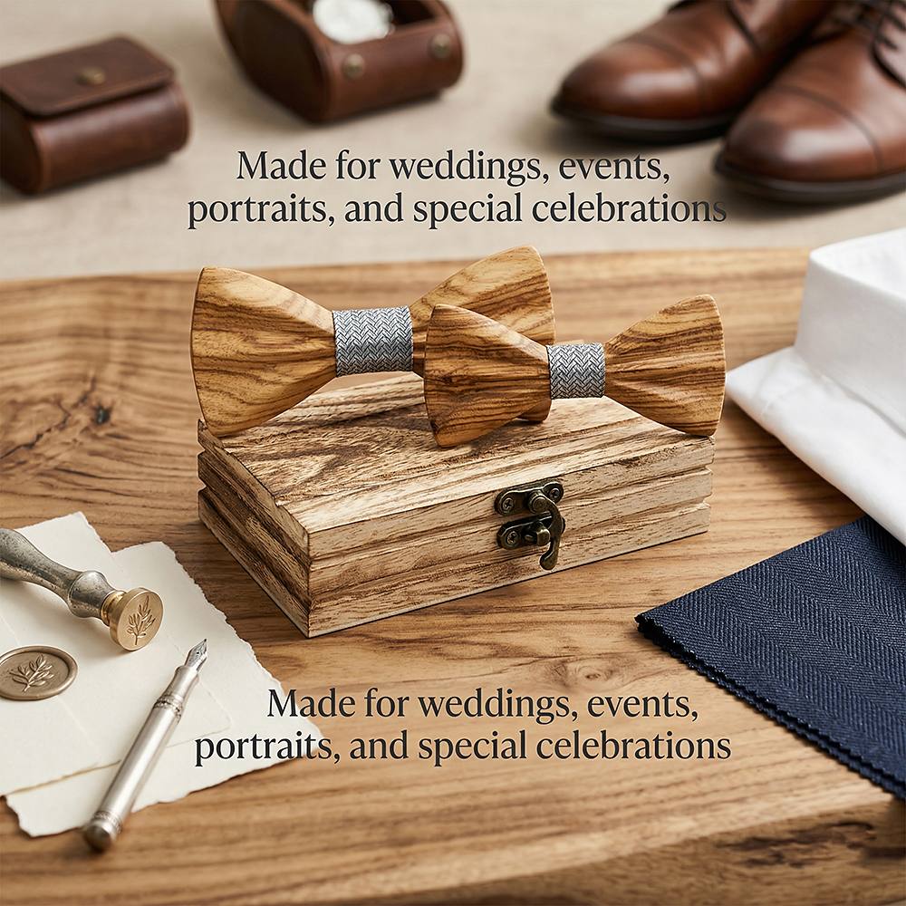 M443 M443  Father & Son Bow Tie Set, Zebrawood — view 4