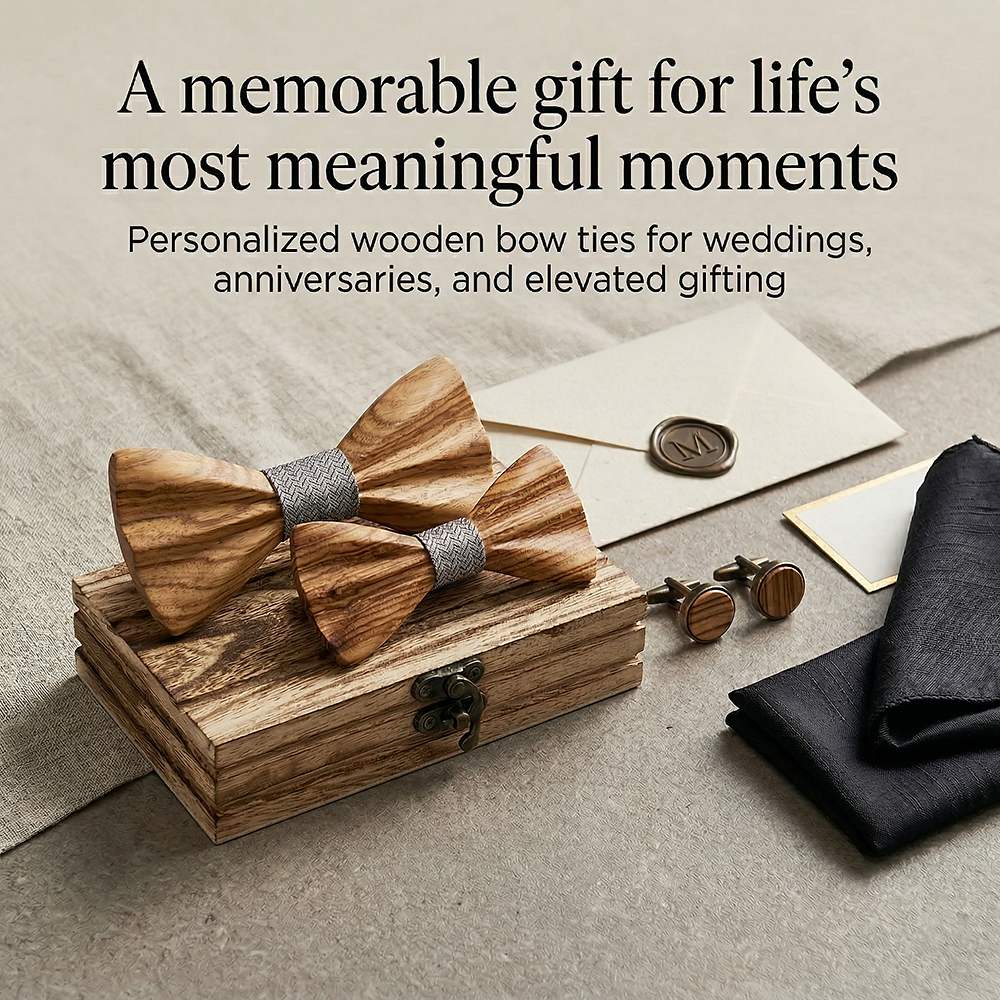 M443 M443  Father & Son Bow Tie Set, Zebrawood — view 6