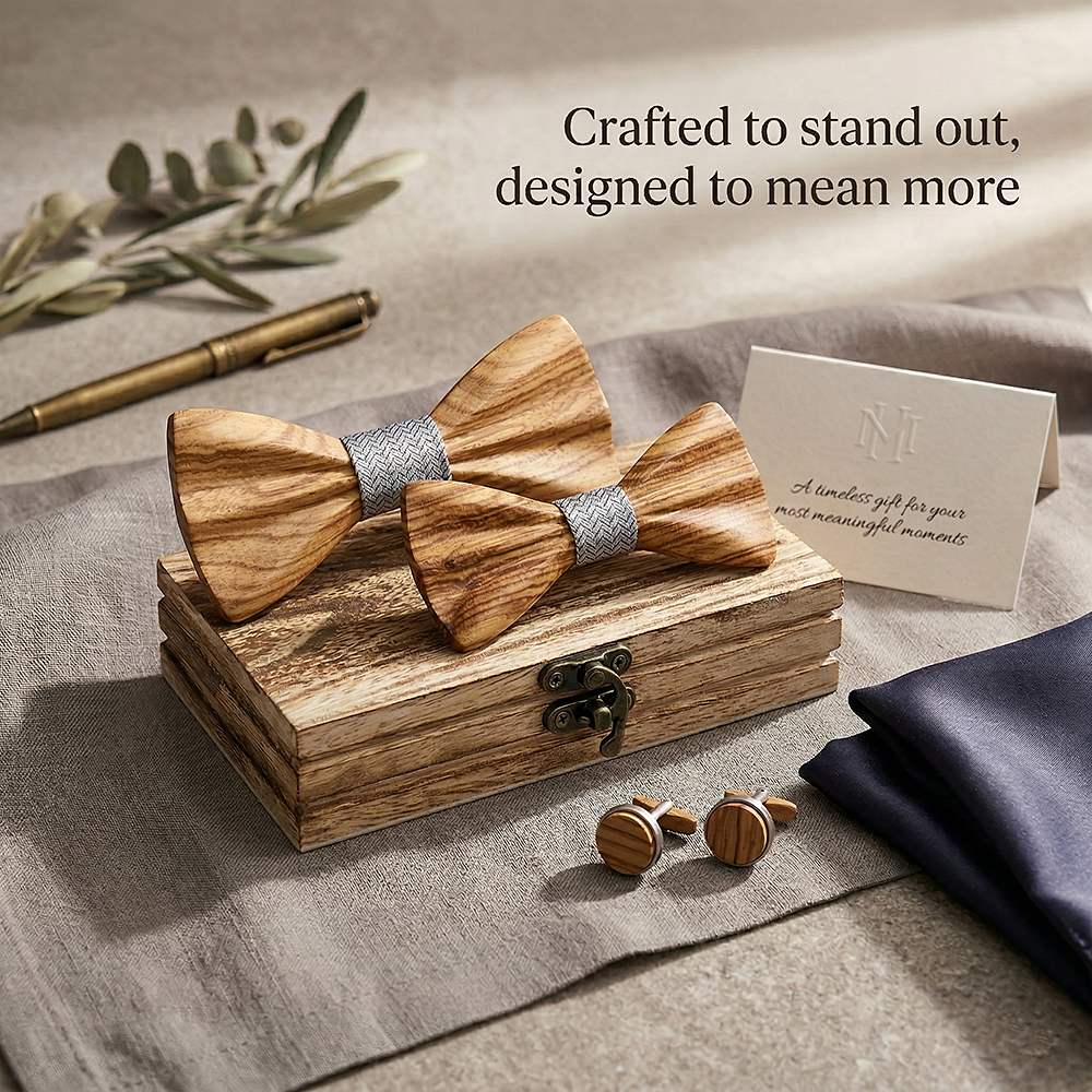 M443 M443  Father & Son Bow Tie Set, Zebrawood — view 7
