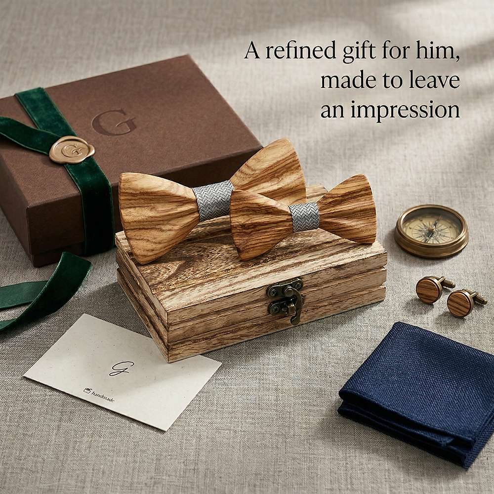 M443 M443  Father & Son Bow Tie Set, Zebrawood — view 9