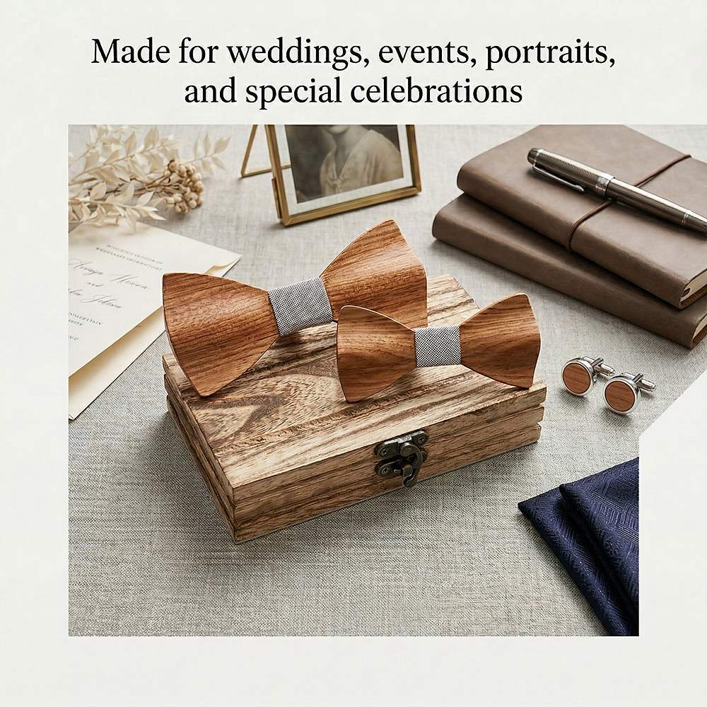 M444 M444  Father & Son Bow Tie Set, Zebrawood — view 4