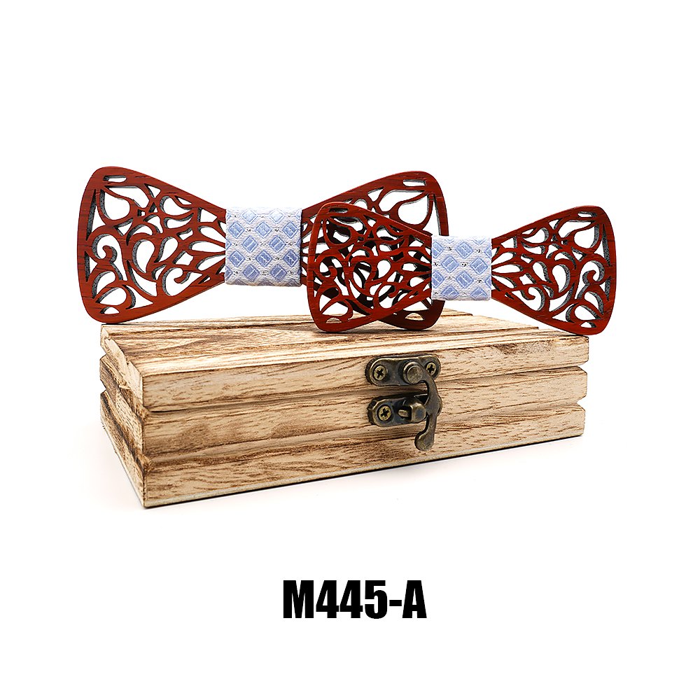 M445  Father & Son Cutout Bow Tie Set, Rosewood