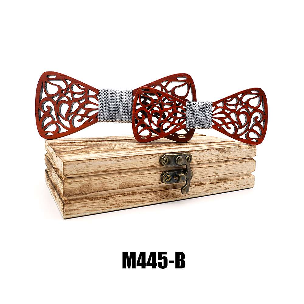 M445 M445  Father & Son Cutout Bow Tie Set, Rosewood — colour B
