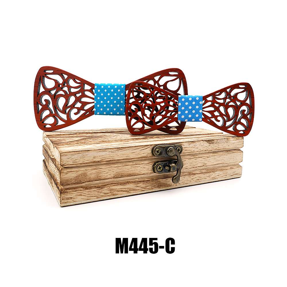 M445 M445  Father & Son Cutout Bow Tie Set, Rosewood — colour C