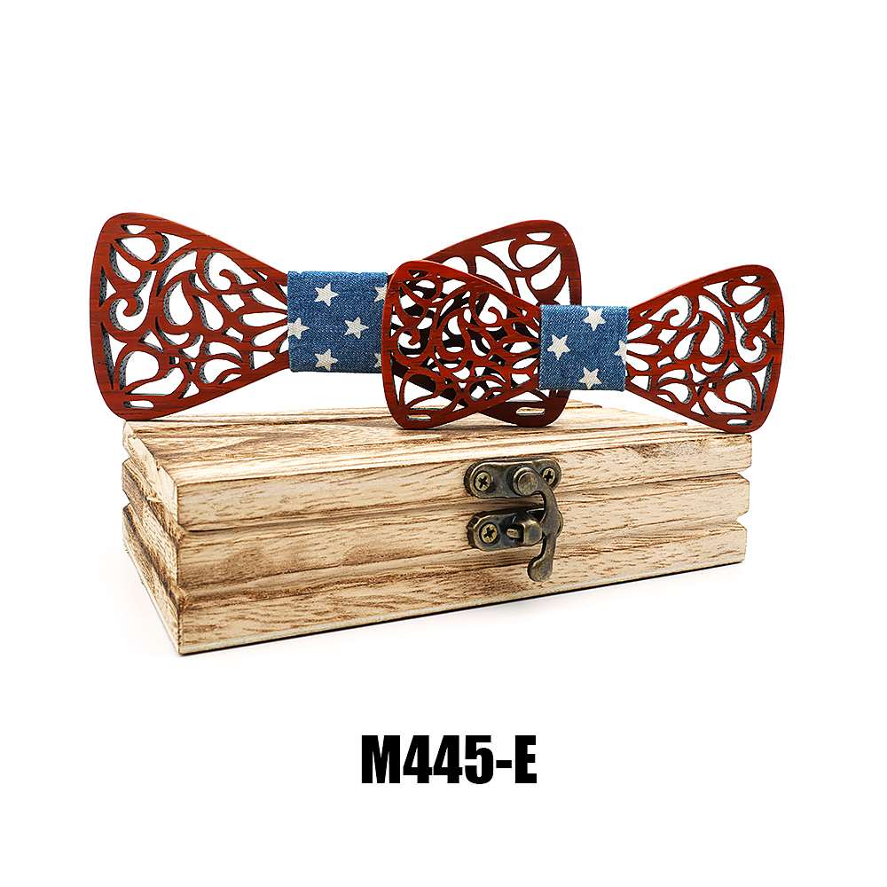 M445 M445  Father & Son Cutout Bow Tie Set, Rosewood — colour E