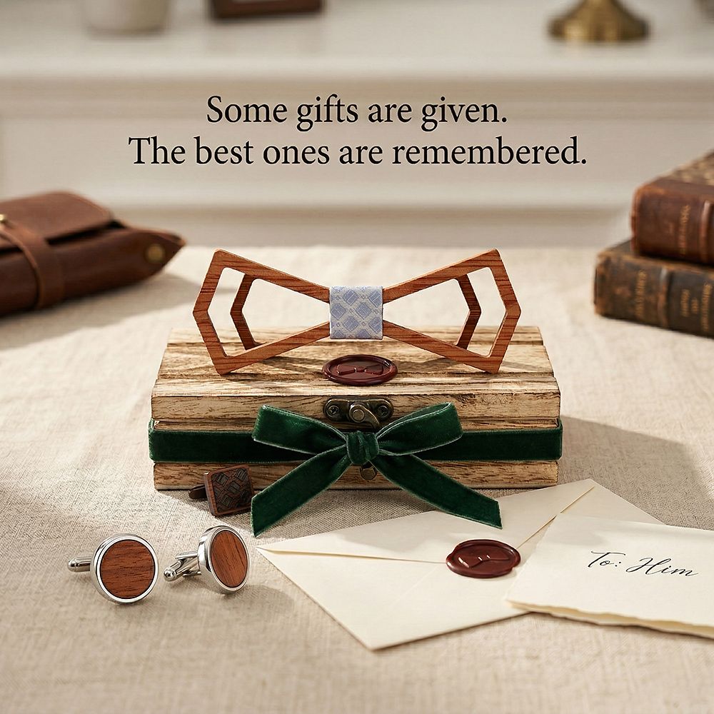 M446 M446  Father & Son Bow Tie Set, Walnut — view 6